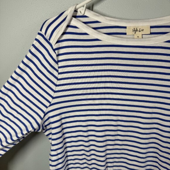 Style & Co. Women Striped Long Sleeve Knit Top XL Coastal Nautical Supima Cotton - Picture 3 of 11